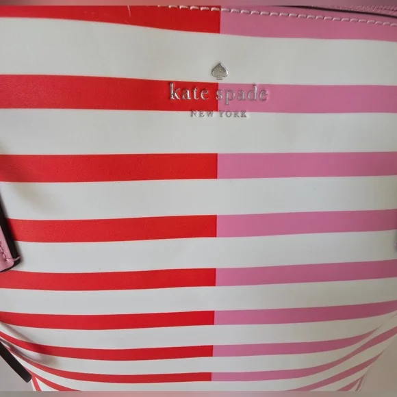 Kate Spade New York Zina Large Tote Pink - Red Stripe Spade Charm - Picture 3 of 16